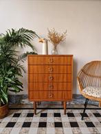 Vintage midcentury ladekast | kast | commode, Ophalen, Teakhout, 5 laden of meer, Zo goed als nieuw
