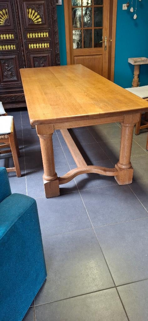 masief eikentafel, Huis en Inrichting, Tafels | Eettafels, Ophalen, Gebruikt, Eikenhout, 200 cm of meer