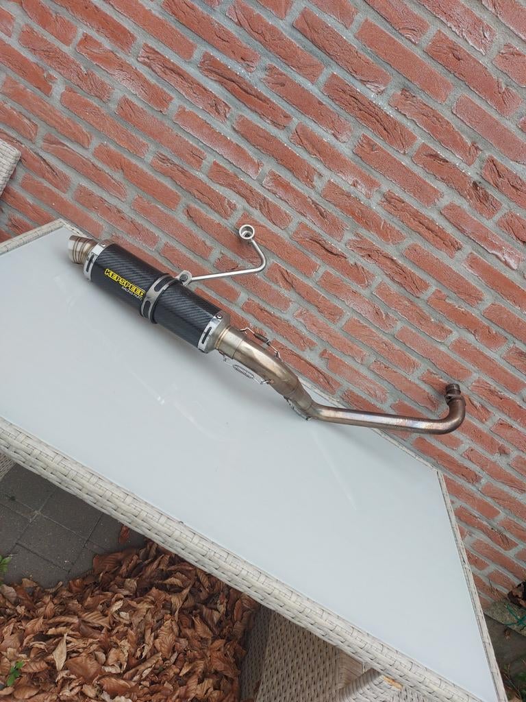 Dax : Kepspeed uitlaat/carbon demper/RVS bocht!, Fietsen en Brommers, Ophalen of Verzenden