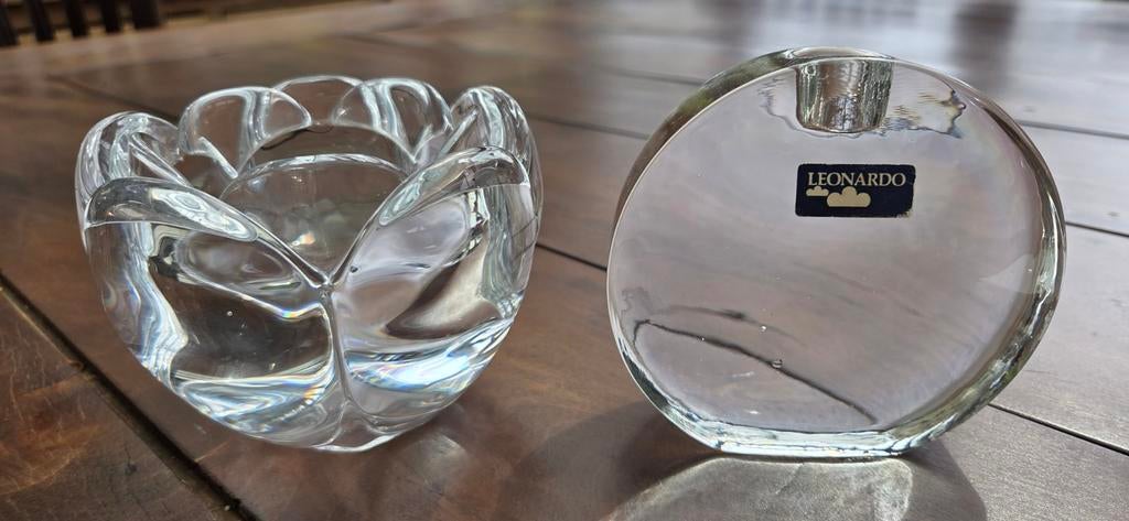 2 kristallen kandelaars/Royal Copenhagen en Leonardo, Ophalen of Verzenden