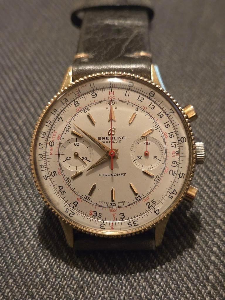 Breitling Chronomat 808 Chronograaf - Venus 175 - herzien., Breitling, Polshorloge, Ophalen of Verzenden, Goud