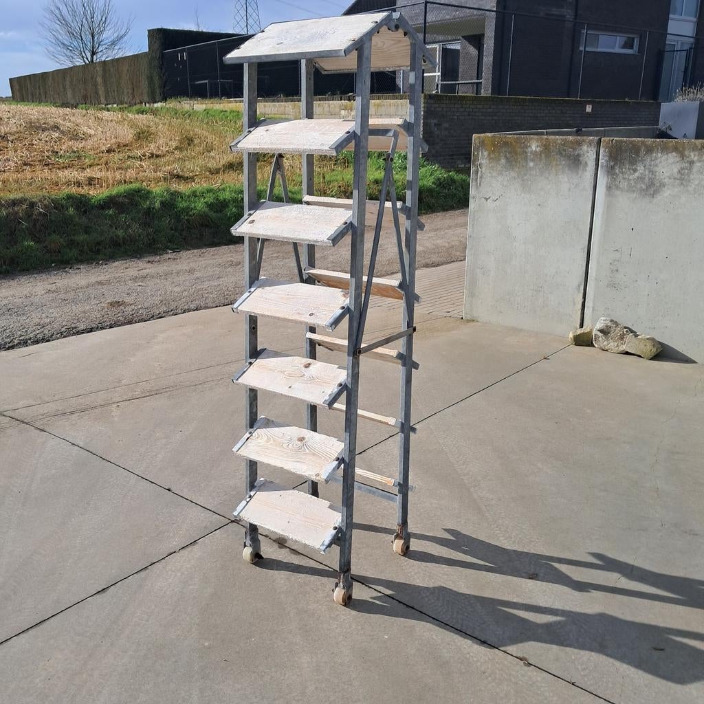 Industriële verzinkte trapladder, Ophalen, Gebruikt, Rolsteiger of Kamersteiger
