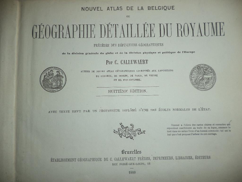 XIXe 1880 Nouvel Atlas de la Belgique Géographie du Royaume, Boeken, Atlassen en Landkaarten, België, Ophalen of Verzenden