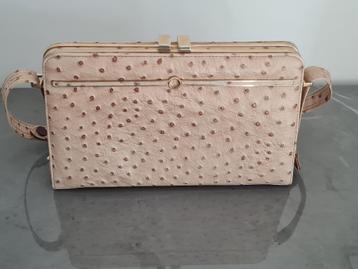 zeer mooie vintage handtas in struisvogelleder