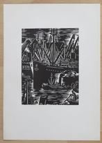Houtsnede Frans Masereel: ANTWERPEN - oceaanstomer in de hav, Antiquités & Art, Art | Eaux-fortes & Gravures, Envoi