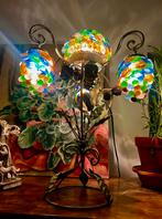 Murano tafellamp met gekleurd glas en metalen bloemenvoet –, Ophalen of Verzenden