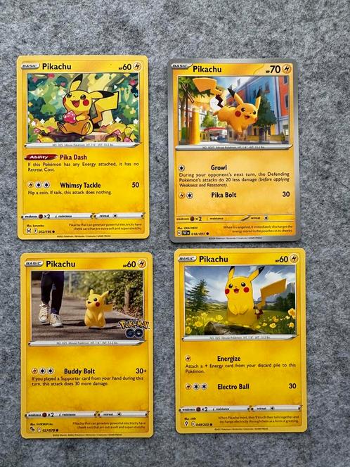 Pikachu Collectie – 4x Verschillende Illustraties - pokémon, Hobby en Vrije tijd, Verzamelkaartspellen | Pokémon, Ophalen