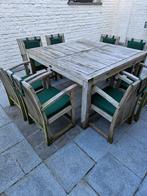 Set de jardin en teck - table carrée avec 8 chaises, Enlèvement, Utilisé, 8 places, Salons de jardin