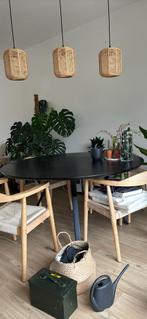Eettafel zwart 6-persoons te koop, Huis en Inrichting, Tafels | Eettafels, Ophalen, Gebruikt, Vijf personen of meer, Rond