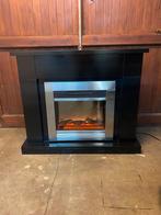 Elektrische haard sfeerdhaard met zwarte houten schouw, Enlèvement, Comme neuf, Cheminée sur pied, Cheminée électrique