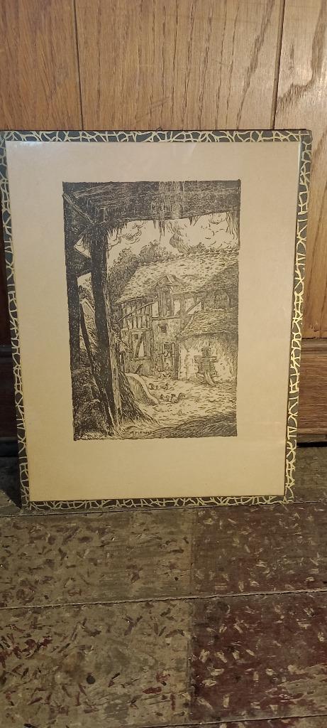 Gravure Alfred Menu, scène de basse-cour, 25x32, n228, Antiquités & Art, Art | Eaux-fortes & Gravures, Gravure, Enlèvement ou Envoi