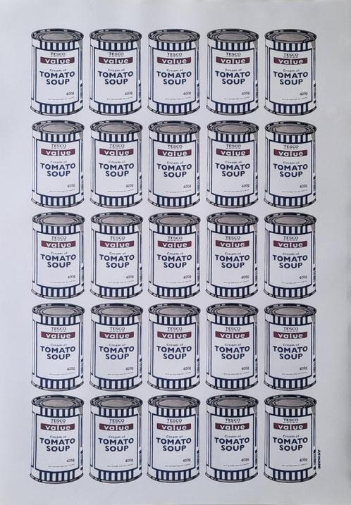 Banksy - Boite à soupe aux tomates - Tesco Value Print - POW, Antiquités & Art, Art | Lithographies & Sérigraphies, Envoi