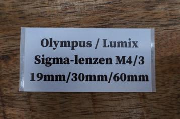 Sigma 19mm / 30mm / 60mm f2.8 voor Olympus & Lumix M4/3 beschikbaar voor biedingen