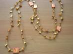 Lange oranje gouden ketting parelmoer abalone zeeschelp, Bijoux, Sacs & Beauté, Colliers, Enlèvement ou Envoi