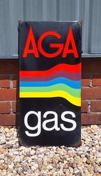 Tof emaille Langcat Bussum reclamebord van AGA gas️️️⛽️, Enlèvement ou Envoi, Utilisé, Panneau publicitaire