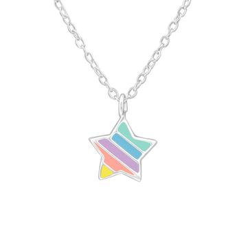 Ster pastel kinderhanger met ketting in zilver beschikbaar voor biedingen