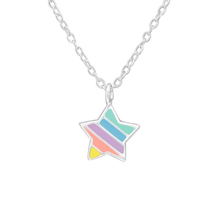 Ster pastel kinderhanger met ketting in zilver, Handtassen en Accessoires, Kindersieraden, Nieuw, Ketting, Zilver, Ophalen of Verzenden
