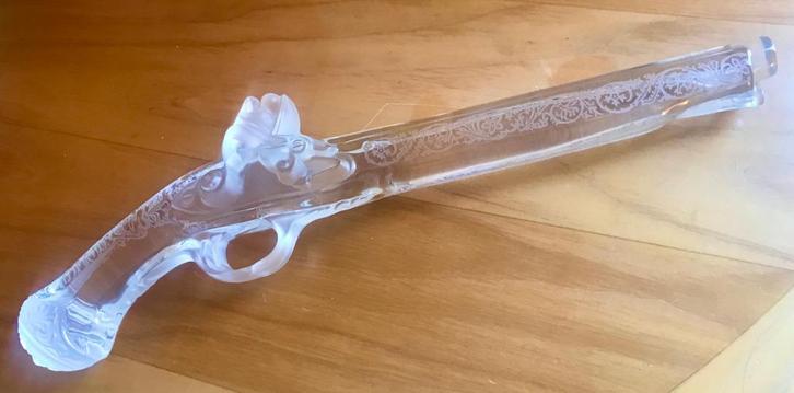 rare réplique de Pistolet à silex 1630, en Cristal 24% Pb, Antiek en Kunst, Antiek | Glaswerk en Kristal, Ophalen of Verzenden