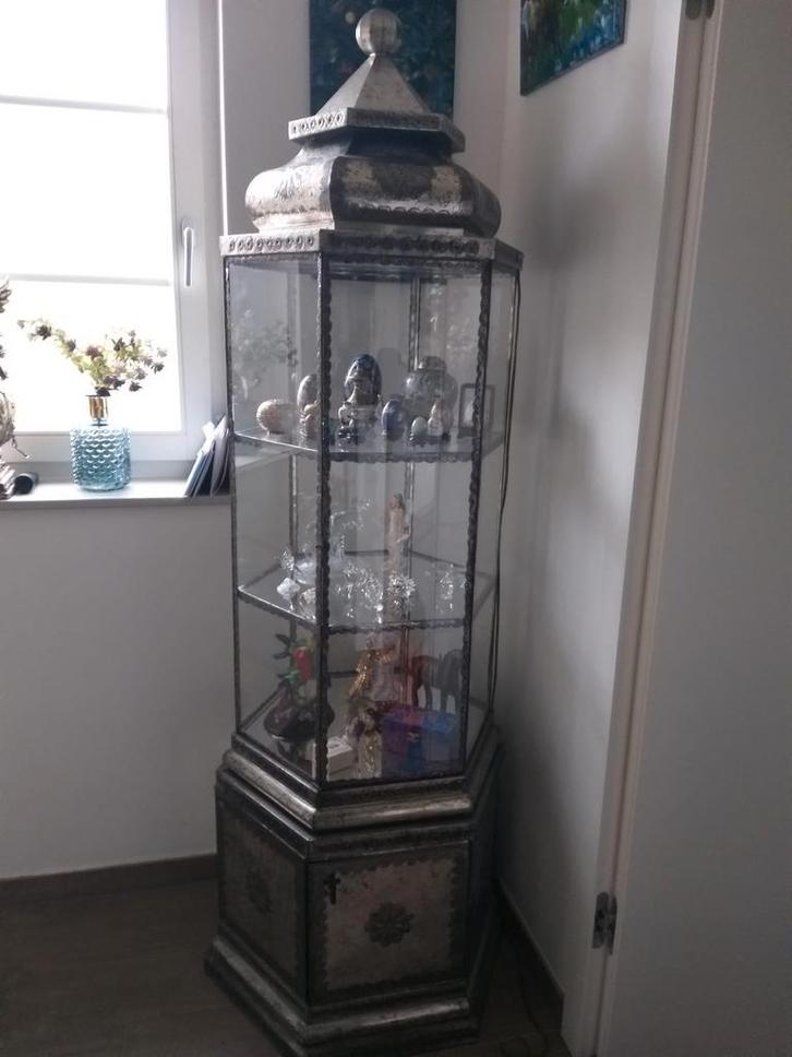 mexicaanse vitrinekast met verlichting, Huis en Inrichting, Kasten | Vitrinekasten, Zo goed als nieuw, 150 tot 200 cm, 50 tot 100 cm