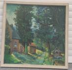 Huile sur panneau trexhes hosdain signe Hubert borguet, Antiquités & Art, Enlèvement ou Envoi