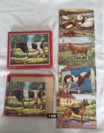 5 Vintage houten blokkenpuzzels in doos (20 stuks/puzzel), Ophalen of Verzenden, 10 tot 50 stukjes, Gebruikt, Van hout