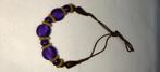Handgemaakte Kralenketting met Violette zijde, Handtassen en Accessoires, Kettingen, Overige materialen, Verstelbaar, Overige kleuren