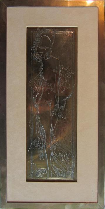 Bronzen plaquette Naakte vrouw