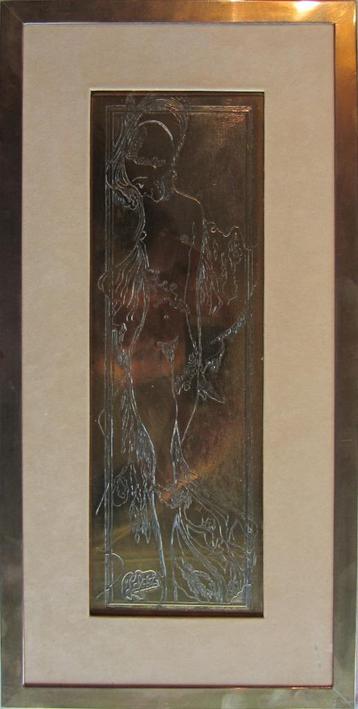 Bronzen plaquette Naakte vrouw beschikbaar voor biedingen