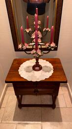 Tafeltje met Kandelaar met roze kaarsen, Antiek en Kunst, Ophalen