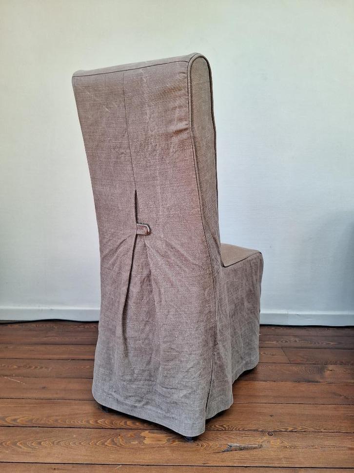 4 stoelen - 6 hoezen, Huis en Inrichting, Stoelen, Gebruikt, Vier, Stof, Bruin, Ophalen