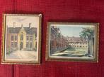 2x oude aquarel Aalst - stadhuis & begijnhof, Ophalen of Verzenden