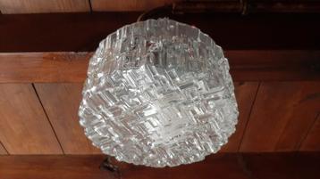 Vintage plafondlamp | plafonnière in glas labyrintmotief beschikbaar voor biedingen