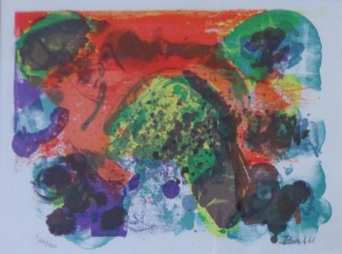 MOGENS BALLE / COBRA ABSTRACTIE / KLEURLITHO / 43x53cm KADER, Antiek en Kunst, Kunst | Litho's en Zeefdrukken, Ophalen of Verzenden