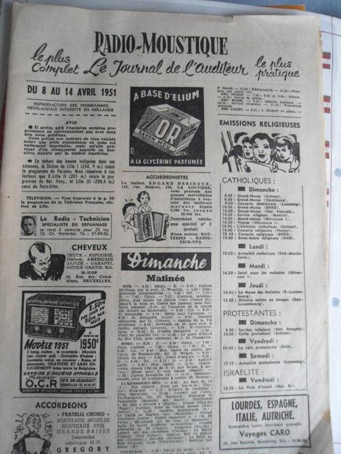 Ancienne Revue "Radio-Moustique" Journal de l'Auditeur 1951, Verzamelen, Tijdschriften, Kranten en Knipsels, Tijdschrift, 1940 tot 1960