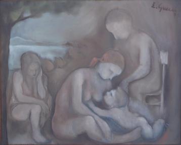 E. Guarini (IT): Familie (O/D, 61 x 52 cm) beschikbaar voor biedingen