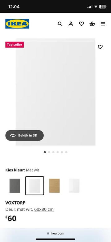 Voxtorp deur wit mat 60x80 NIEUW beschikbaar voor biedingen