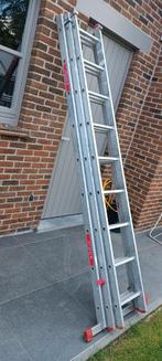 Aluminium ladder 3x9 treden, Doe-het-zelf en Bouw, Ladders en Trappen, Ophalen of Verzenden, Zo goed als nieuw, Ladder