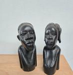 Set van 2  Afrikaanse ebbenhouten beeldjes, Ophalen of Verzenden