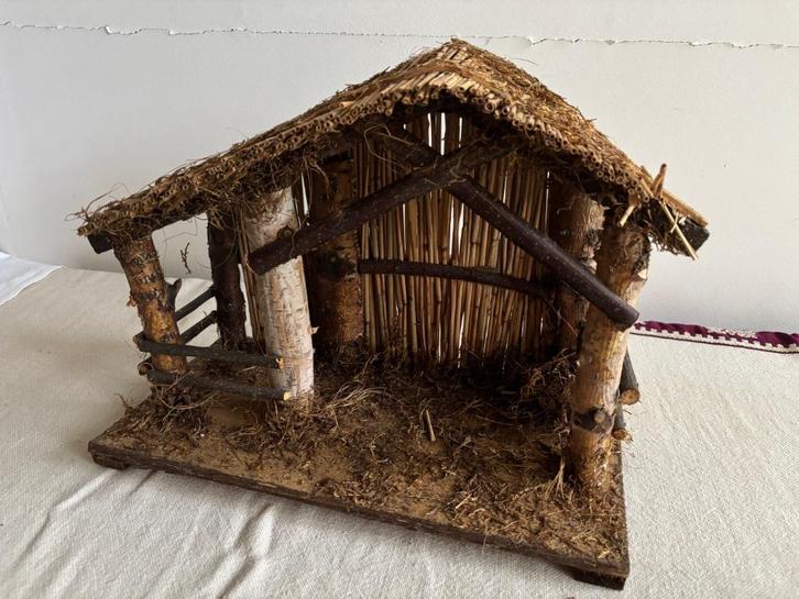 Rustieke houten kerststal, Diversen, Kerst, Gebruikt, Ophalen