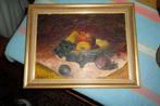 Schilderij met fruitschaal op hout, Ophalen of Verzenden