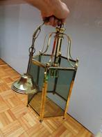 Goudkleurige hanglamp met glas (patina), Ophalen of Verzenden, Gebruikt, Glas, Minder dan 50 cm