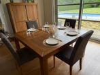 eetkamer walnoot vierkante tafel met 4 stoelen, Huis en Inrichting, Ophalen, Vierkant, Zo goed als nieuw, Vijf personen of meer