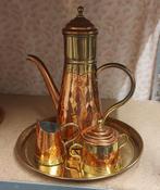 Koperen koffie-set,  ronde plateau, Antiek en Kunst, Ophalen of Verzenden