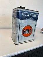 GULF Gulflube oud olie blik, Verzamelen, Reclamebord, Gebruikt, Ophalen of Verzenden