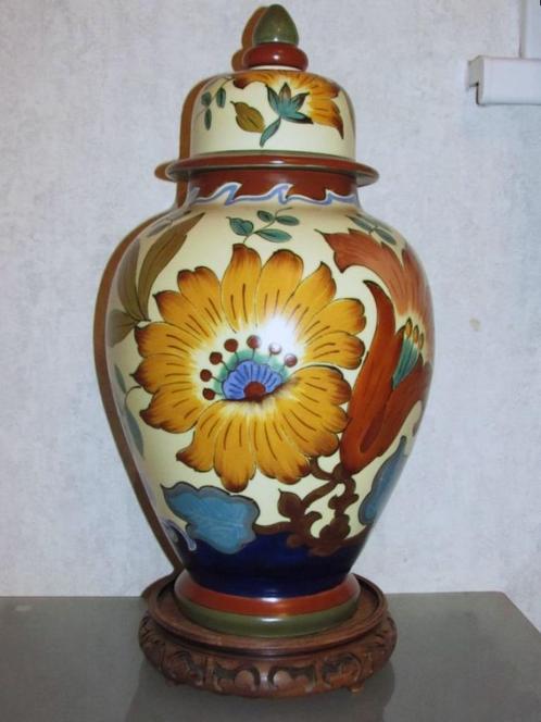 Zeer mooi oude keramiek dekselvaas (Gouda) Uit Holland- 40cm, Antiek en Kunst, Curiosa en Brocante, Ophalen