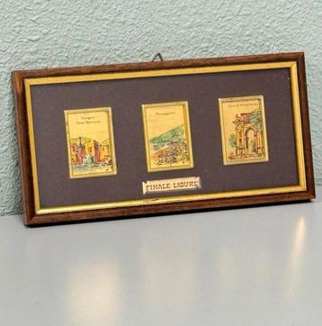 3 ingelijste 23kt gold goud italian mini paintings italy beschikbaar voor biedingen