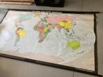 Vintage geografische wereldkaart, Livres, Atlas & Cartes géographiques, Carte géographique, Monde, Enlèvement, Utilisé