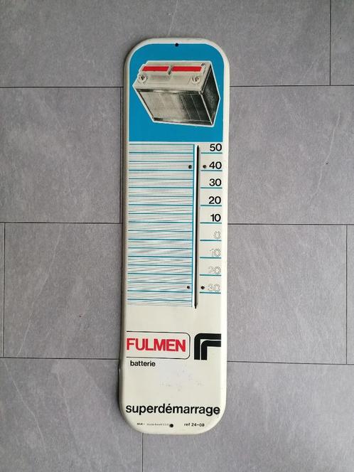 Thermomètre publicitaire tôle batteries Fulmen - avec tube, Collections, Marques & Objets publicitaires, Utilisé, Ustensile, Enlèvement ou Envoi