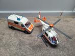 Ambulance en Heli eerste hulp Playmobile, Complete set, Ophalen of Verzenden, Zo goed als nieuw