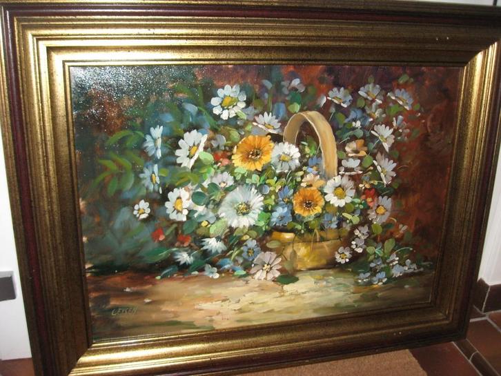 Prachtig groot gesigneerd schilderij - Vermeld in PIRON, BAS, Antiek en Kunst, Kunst | Schilderijen | Klassiek, Ophalen of Verzenden